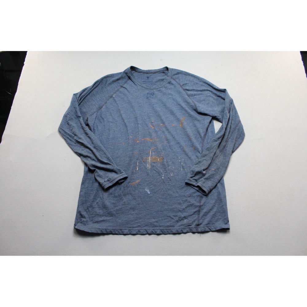 Tyndale FR Shirt Mens Large Blue Fair Paint Splatter Raglan Long Sleeve Tee